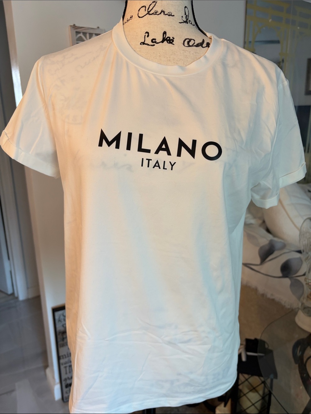 Milano White T-Shirt with Black Logo